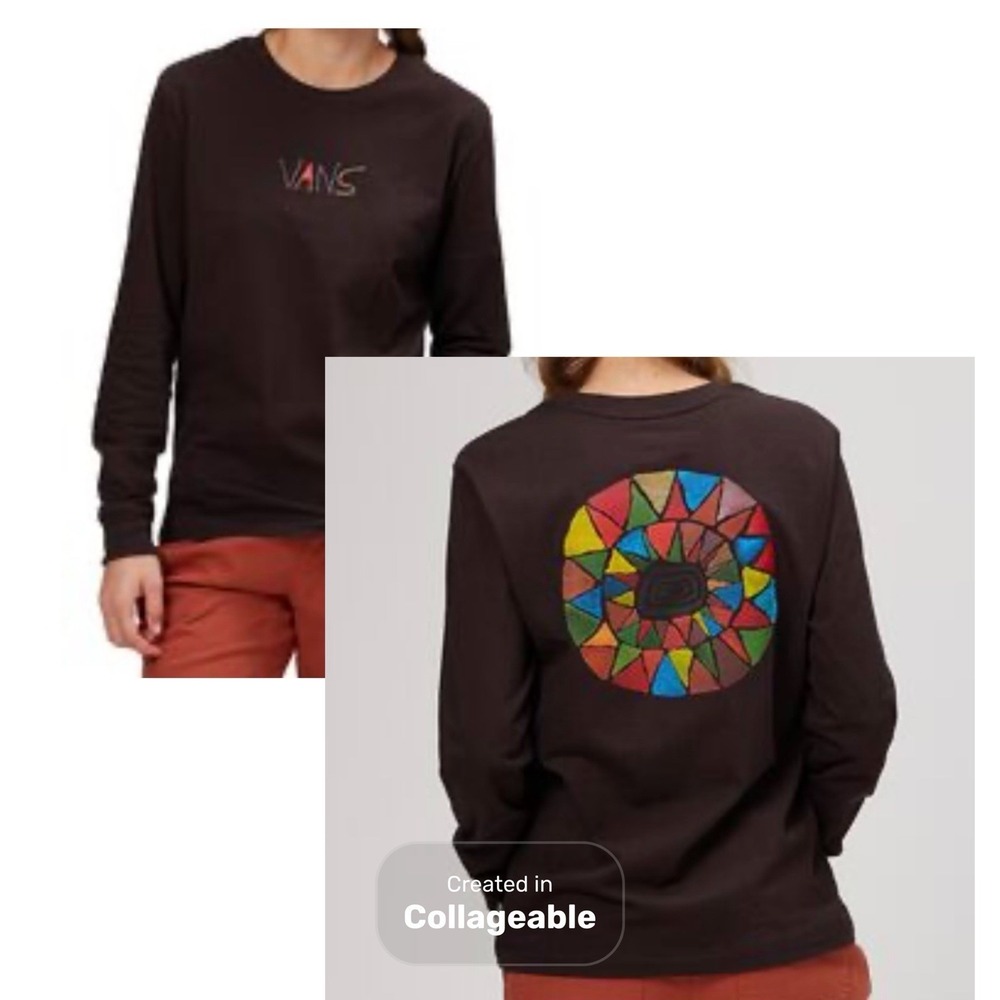 Vans Hanna Scott Black Long Sleeve Embroidered Graphic T Shirt Top‎ Logo Surf XL